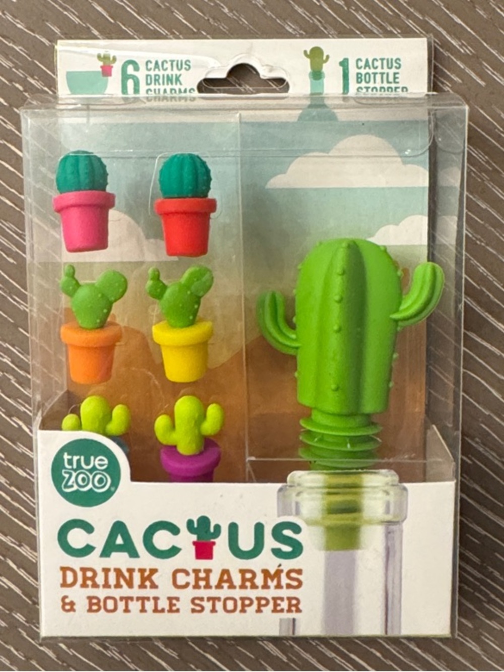 Green Cactus Drink Charms & Bottle Stopper